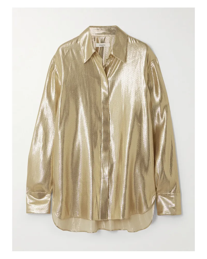 Joseph Capri Hemd Aus Einer Metallic-seidenmischung - Gold Gold