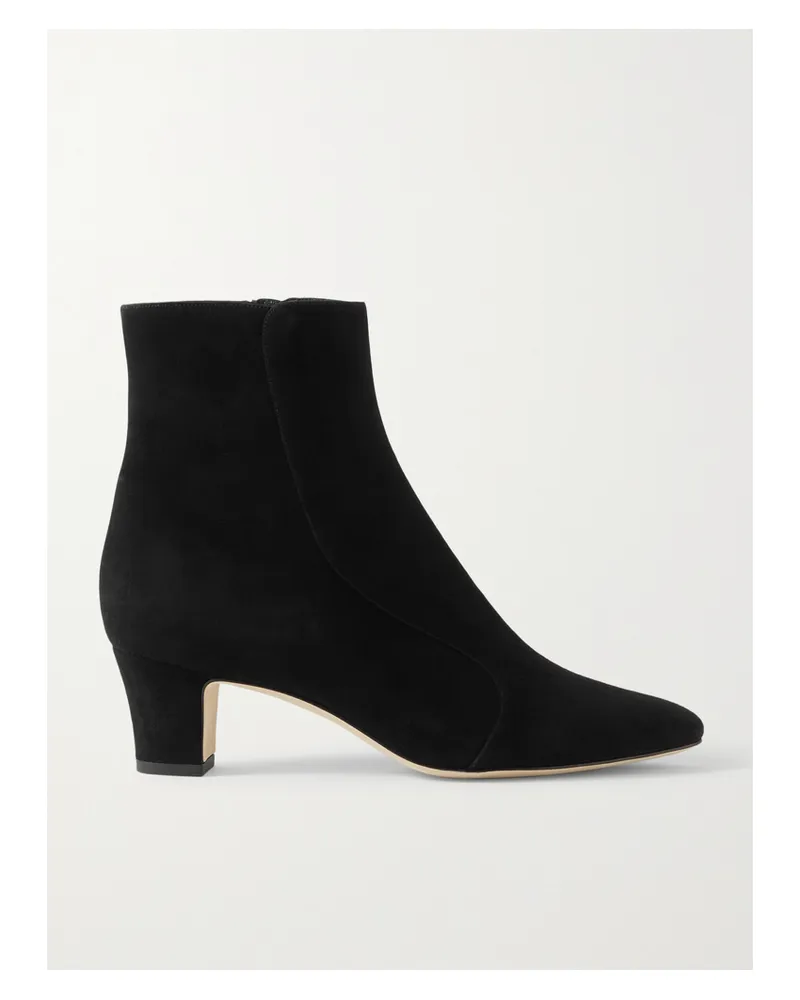 Manolo Blahnik Myconia 50 Suede Ankle Boots - Black Black