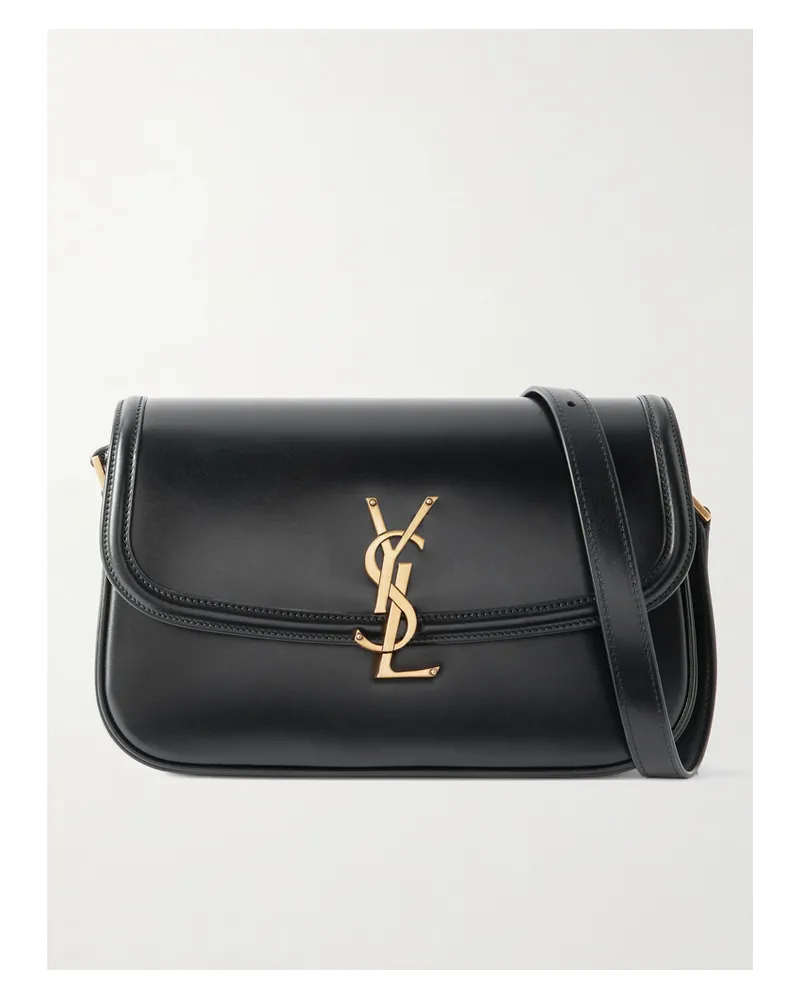 Saint Laurent Solferino Medium Leather Shoulder Bag - Black Black