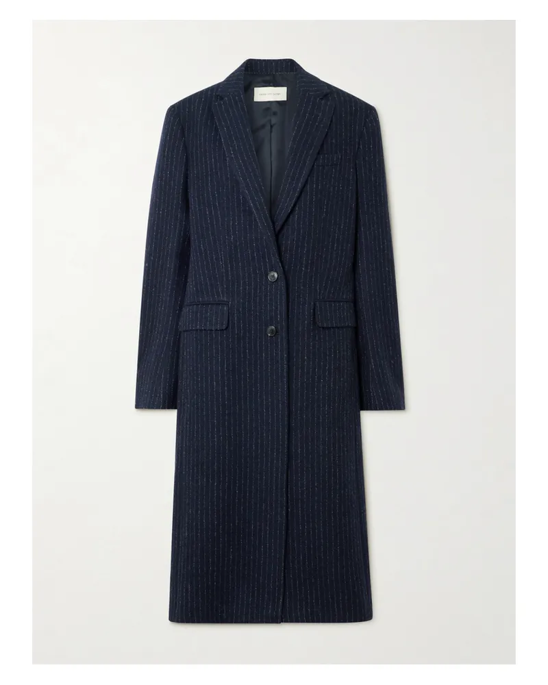Dries van Noten Mantel Aus Woll-twill Mit Nadelstreifen - Blau Blau