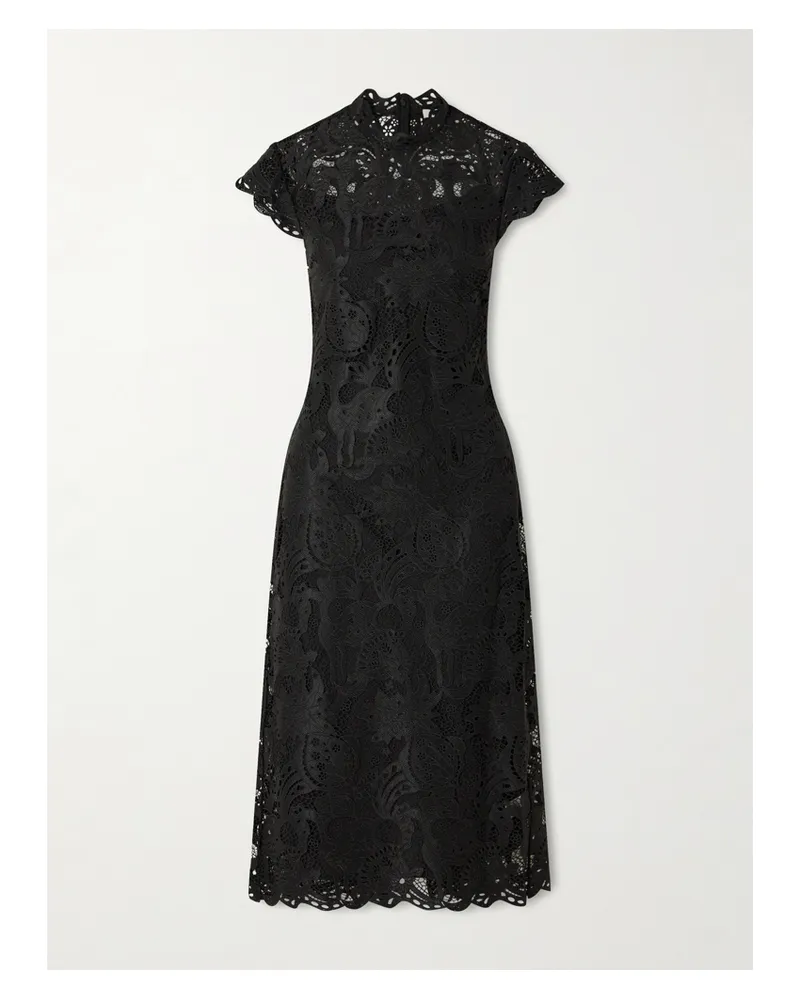 STAUD Rosaline Midikleid Aus Guipure-spitze - Schwarz Schwarz