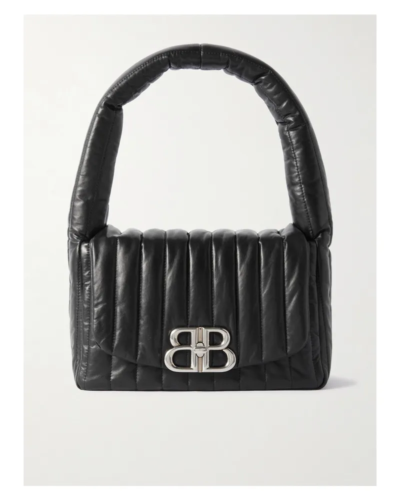 Balenciaga Monaco Padded Quilted Leather Shoulder Bag - Black Black