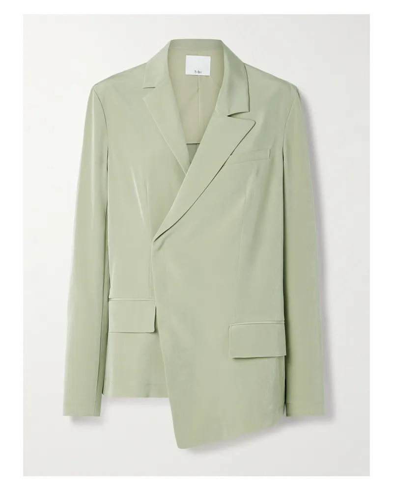 tibi Asymmetrischer Blazer Aus Crêpe De Chine - Grün Grün