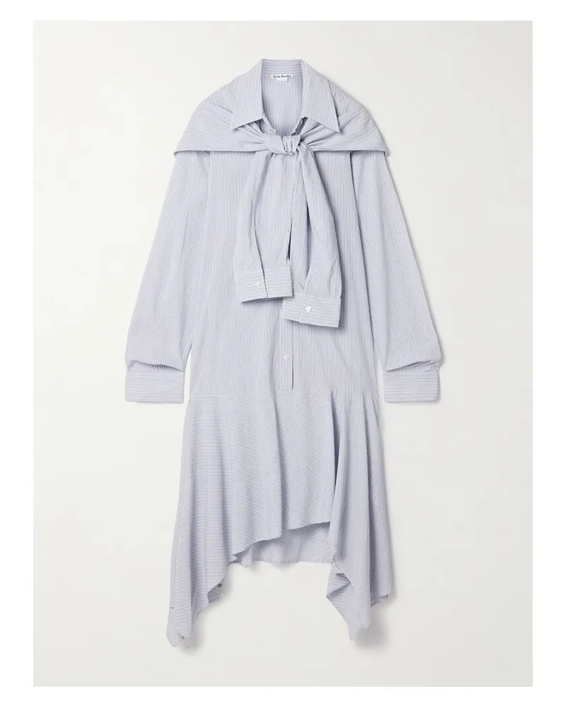 Acne Studios Asymmetrisches Hemdblusenkleid Aus Gestreiftem Voile - Blau Blau