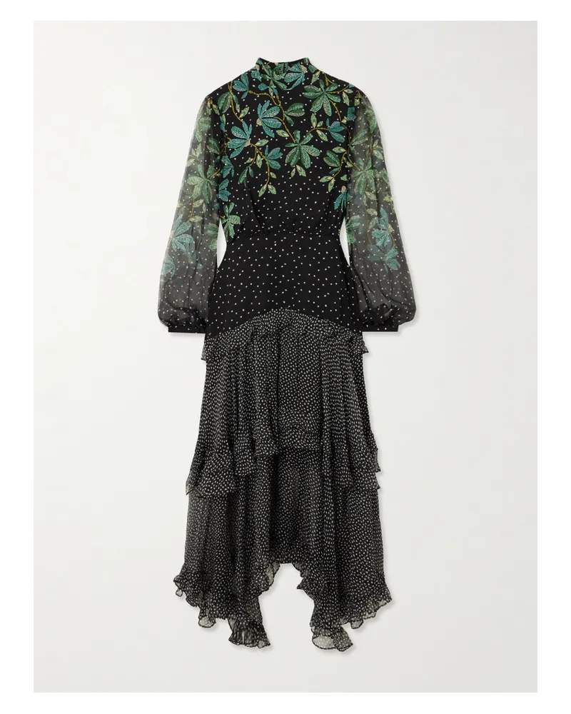 Saloni Jolie-c Asymmetrisches Maxikleid Aus Bedrucktem Seiden-georgette Mit Stufen - Mehrfarbig Mehrfarbig