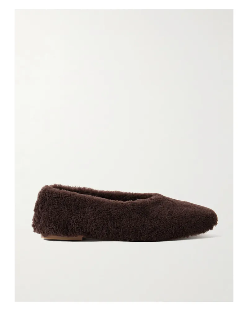 STAUD Alba Ballet Flache Schuhe Aus Shearling - Braun Braun
