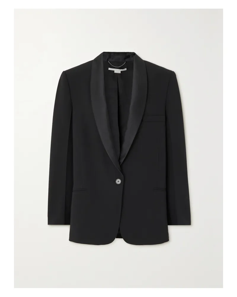 Stella McCartney Blazer Aus Twill Mit Satinbesatz - Schwarz Schwarz