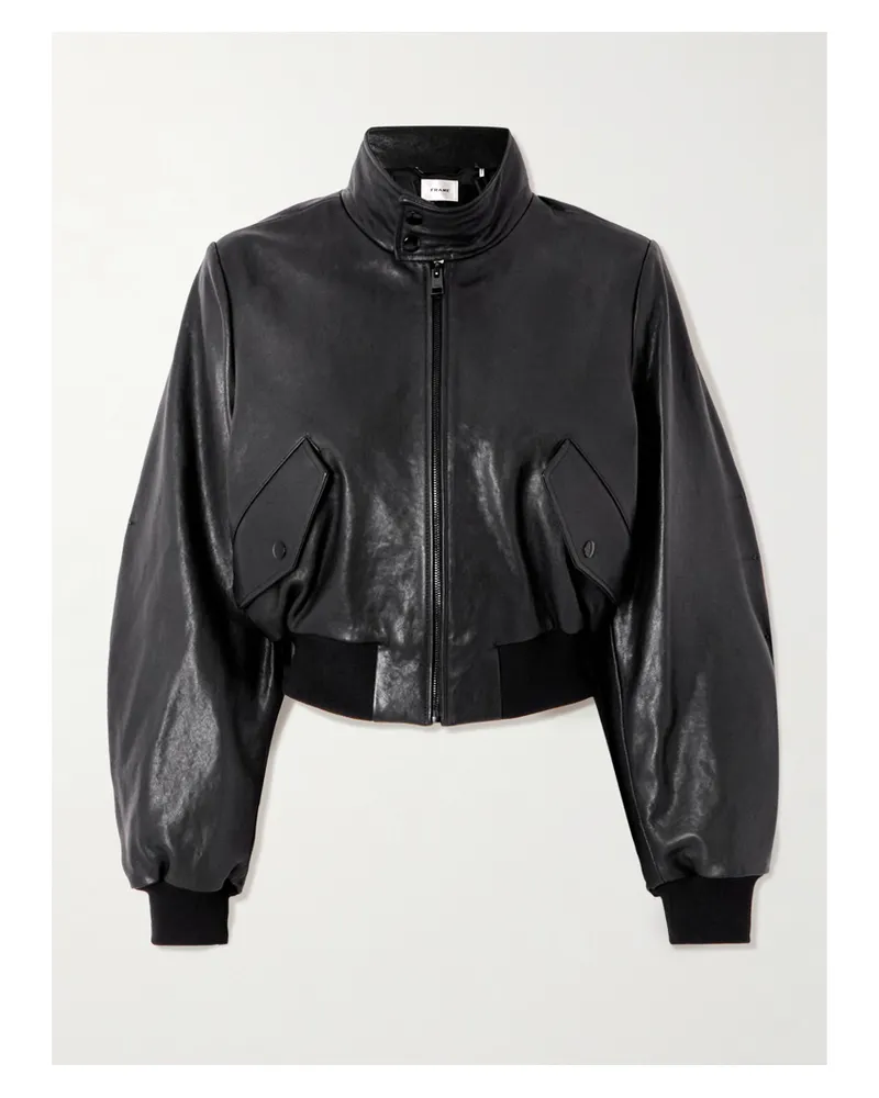 Frame Denim The Harrington Lederjacke - Schwarz Schwarz