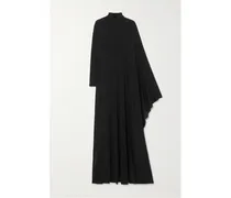 Balenciaga Asymmetrisches Maxikleid aus Glänzendem Jersey Schwarz