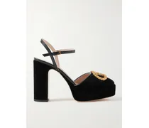 Vlogo 105 Embellished Leather-trimmed Velvet Platform Pumps - Black