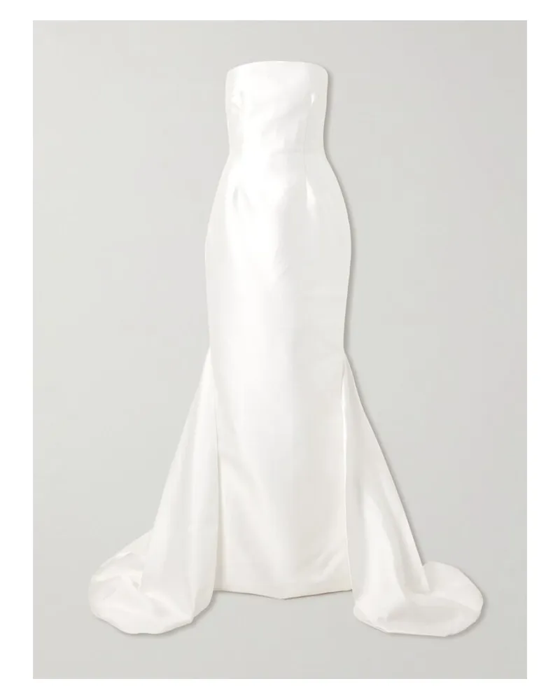 Solace London Imani Trägerlose Robe Aus Twill Mit Falten - Wollweiß Wollweiß