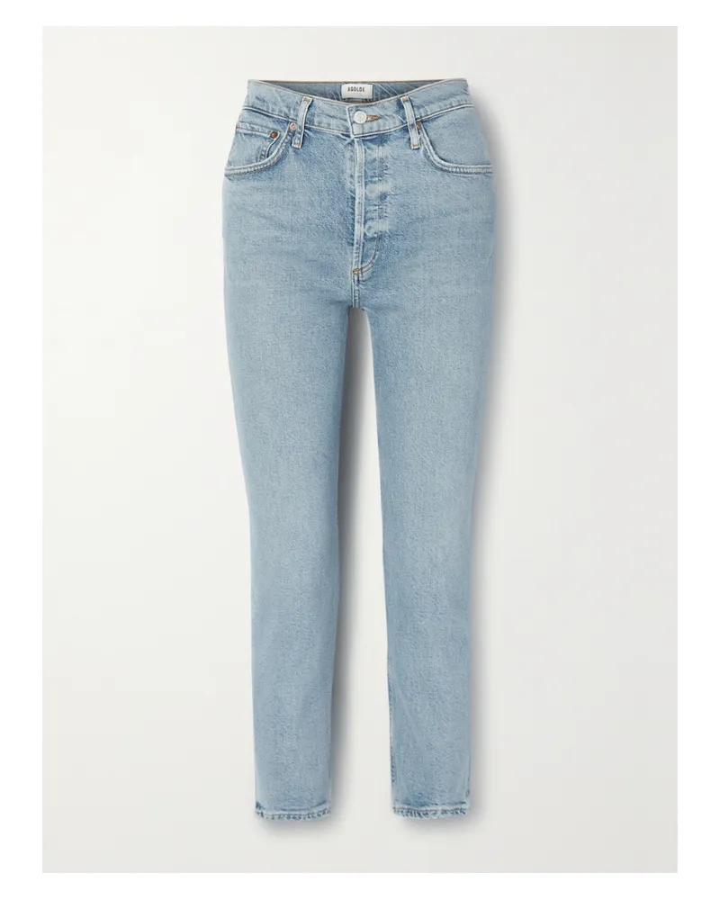 AGOLDE Riley Verkürzte, Hoch Sitzende Jeans Mit Geradem Bein Aus Bio-denim - Blau Blau