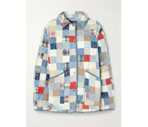 Steppjacke Aus Bedruckter Baumwolle In Patchwork-optik - Blau