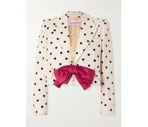 Blazer Aus Shantung-seide Mit Polka-dots Und Schleife - Weiß