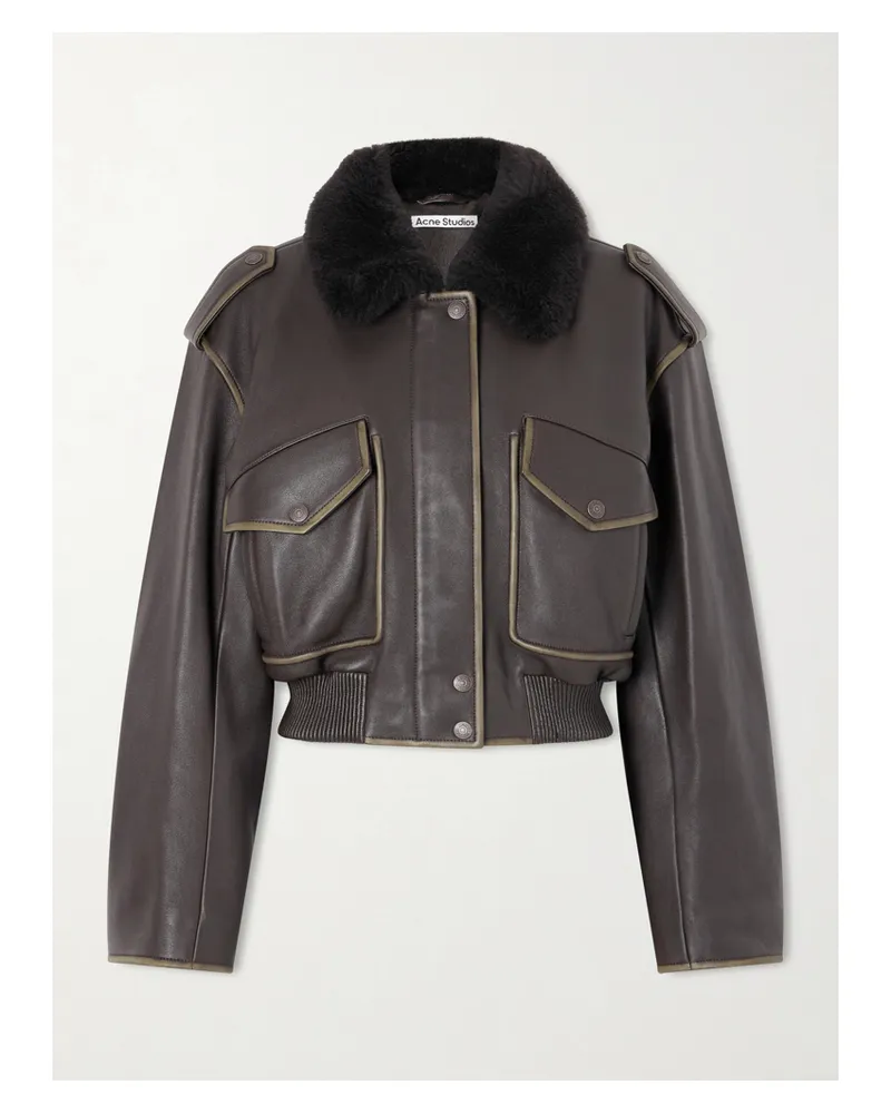 Acne Studios Shearling Bomber Jacket - Brown Brown