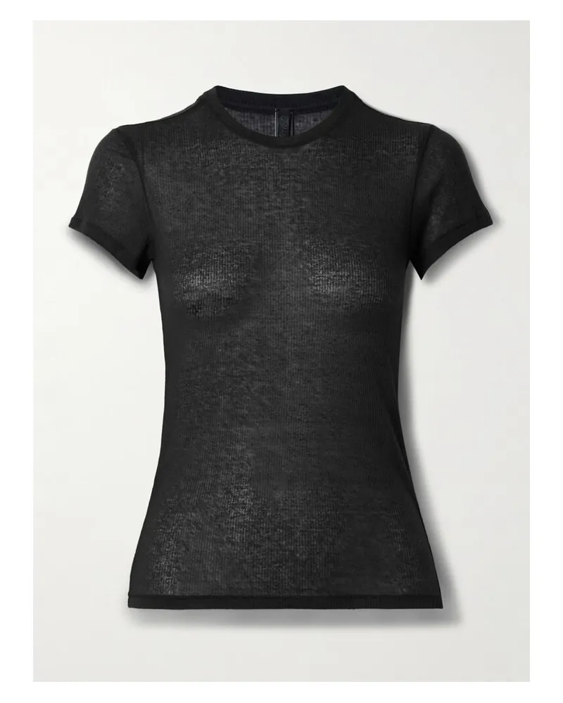 SKIMS Sheer Cotton T-shirt – Soot – T-shirt Aus Stretch-jersey - Schwarz Schwarz