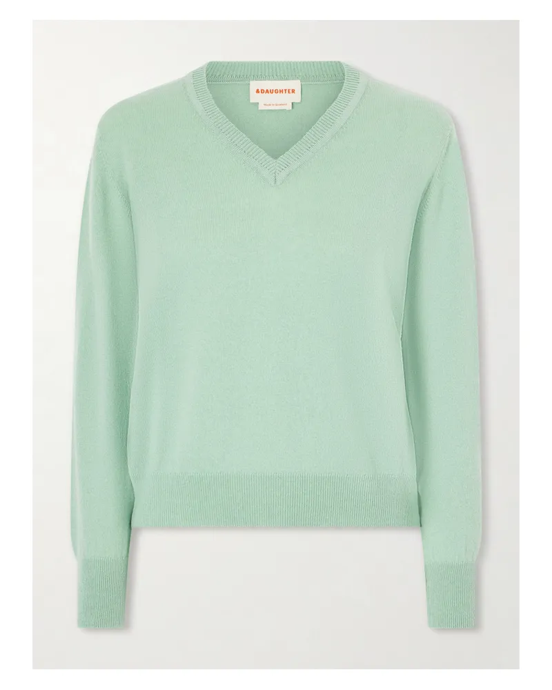 &Daughter Slim Cashmere And Cotton-blend Sweater - Green Green