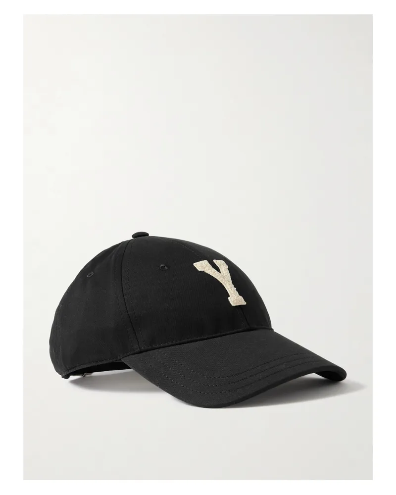 Saint Laurent Appliquéd Cotton-twill Baseball Cap - Black Black