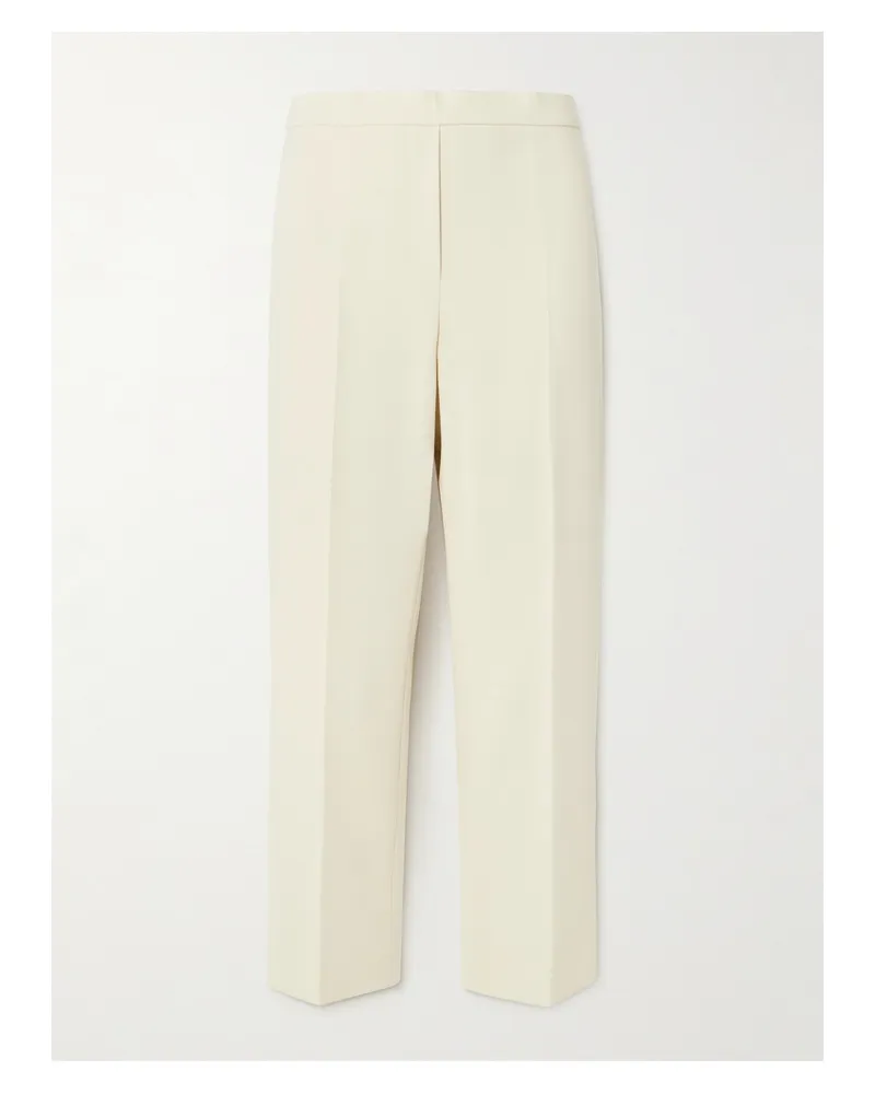Theory Treeca Crepe Cropped Slim-leg Pants - Off-white Off-white