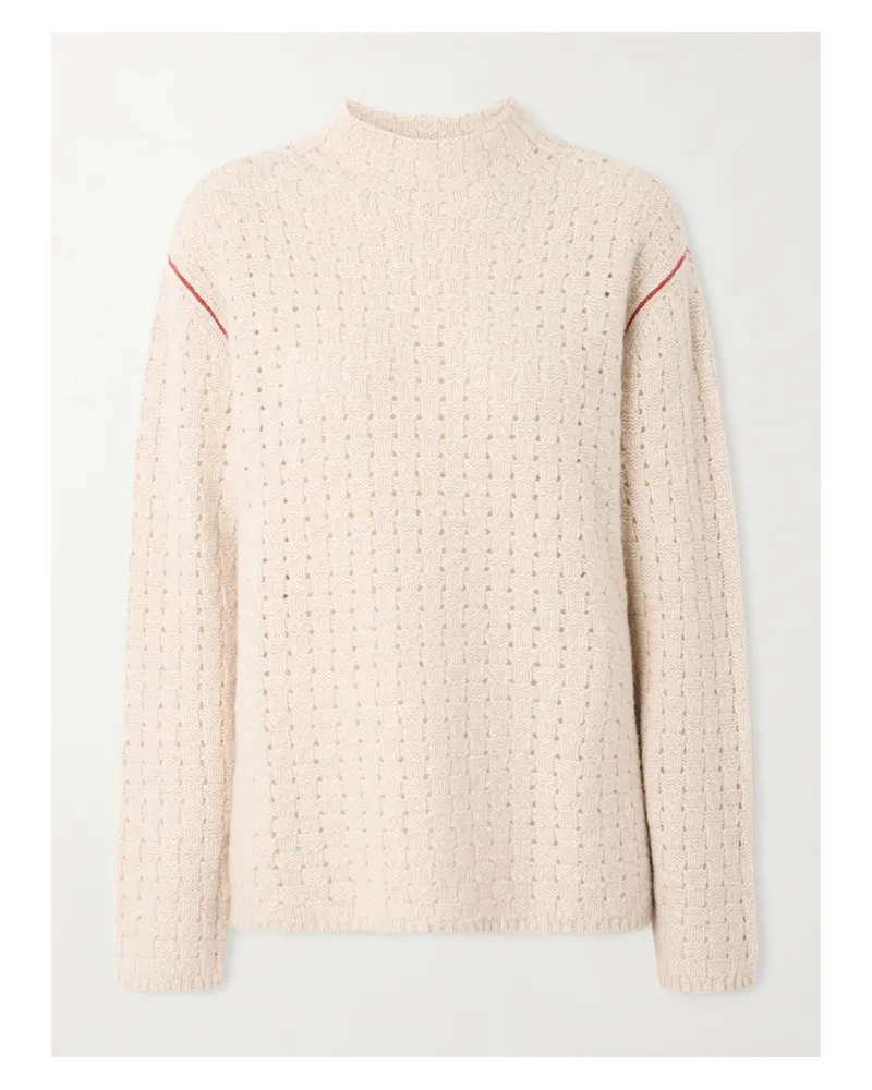 The Elder Statesman Glacier Pullover Aus Kaschmir In Lochstrick - Ecru Ecru