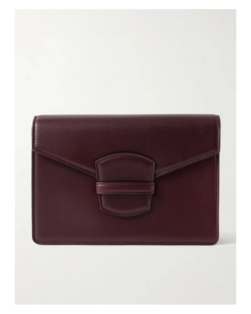The Row Leather Clutch - Burgundy Burgundy