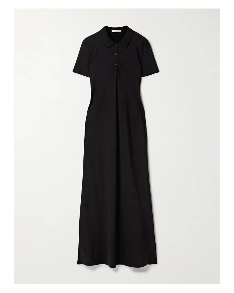 The Row Valenit Maxi-hemdblusenkleid Aus Jersey Aus Einer Baumwoll-seidenmischung - Schwarz Schwarz