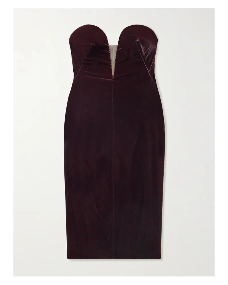 Tom Ford Trägerloses Midikleid Aus Samt - Burgunder Burgunder