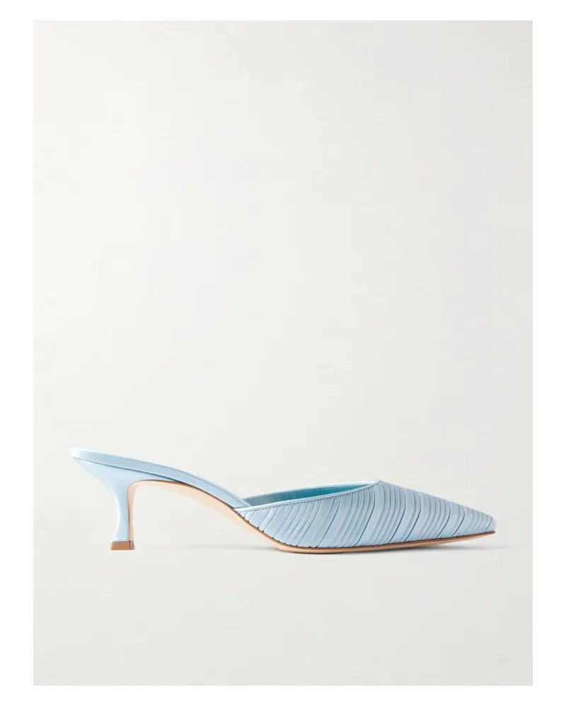 Manolo Blahnik Carolyne 50 Mules Aus Satin Mit Falten - Blau Blau