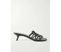 Paula's Ibiza Petal Anagram Leather Sandals - Black