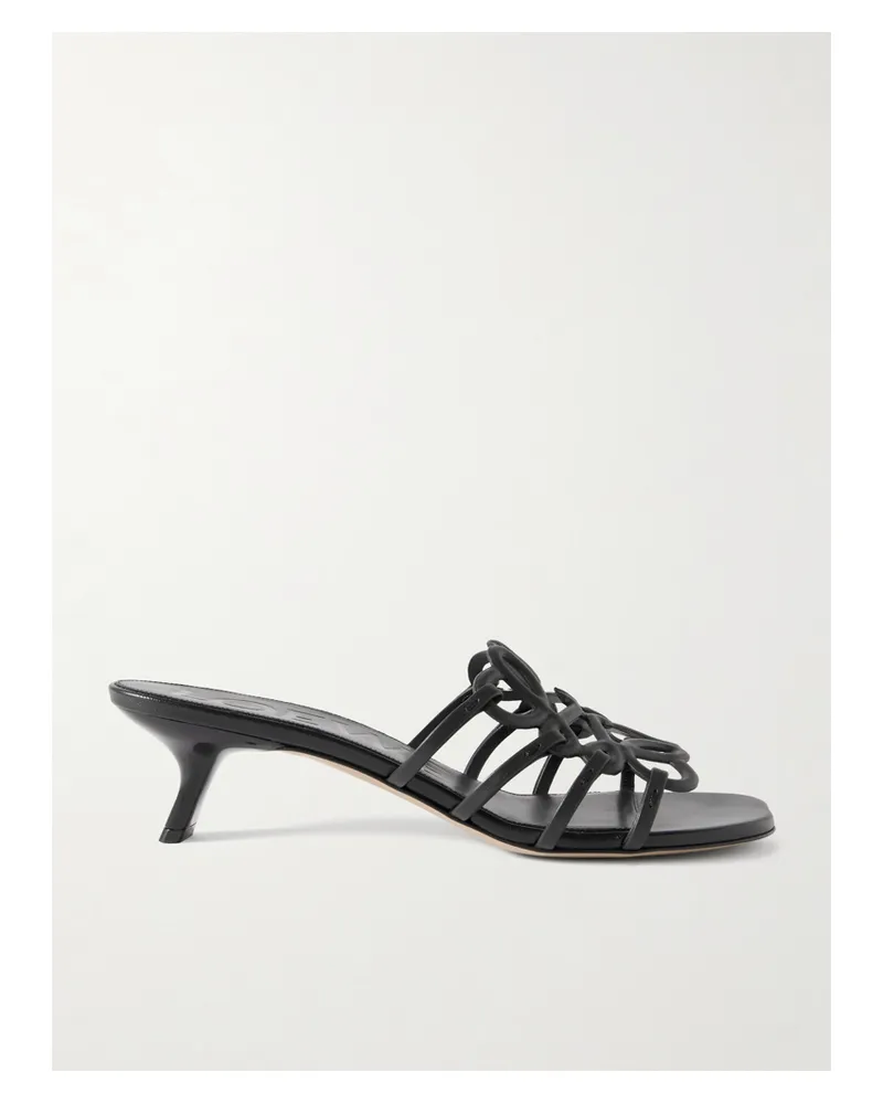 Loewe Paula's Ibiza Petal Anagram Leather Sandals - Black Black
