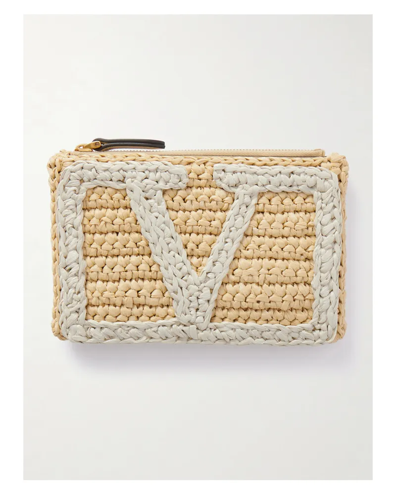 Valentino Garavani Viva Superstar Clutch Aus Gehäkeltem Raffiabastimitat - Neutral Neutral