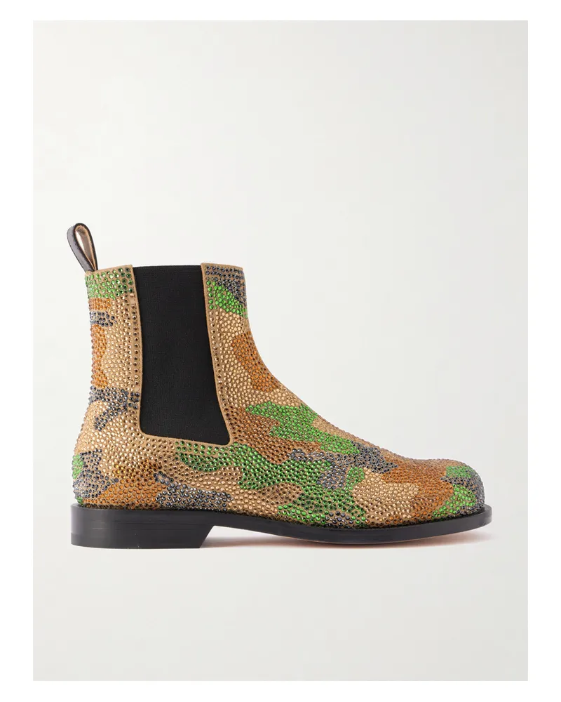 J.W.Anderson Chelsea Boots Aus Veloursleder Mit Kristallen - Grün Grün