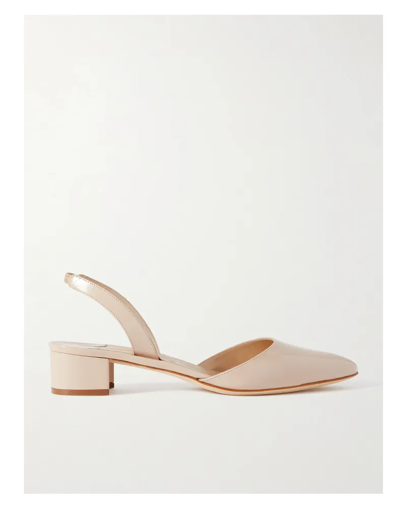 Manolo Blahnik Aspro 30 Patent-leather Pumps - Cream Cream