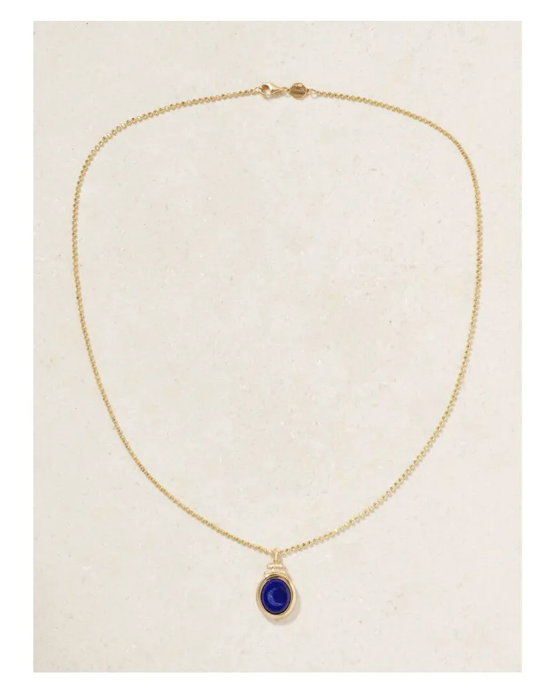 Sorellina Intaglio Signet Kette Aus 18 Karat Gold Mit Lapislazuli Und Diamanten - Blau Blau