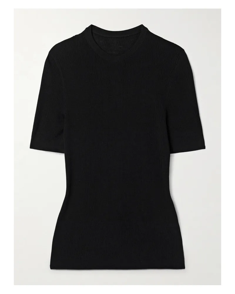 KHAITE Celina Ribbed Wool-blend Top - Black Black