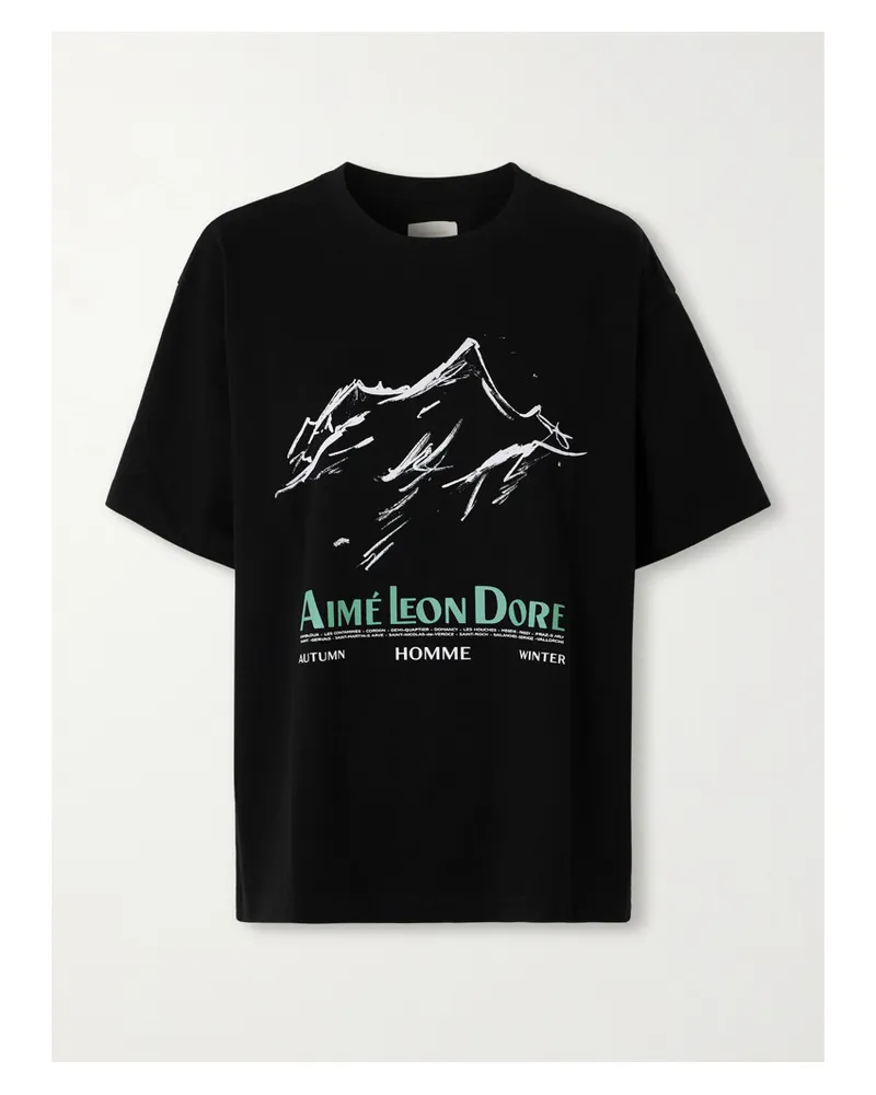 Aimé Leon Dore Summit Printed Cotton-jersey T-shirt - Black Black