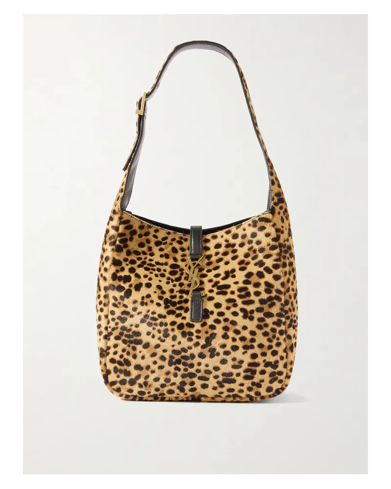 Saint Laurent Le 5 À 7 Small Embellished Leather-trimmed Leopard-print Calf Hair Shoulder Bag - Animal print Animal