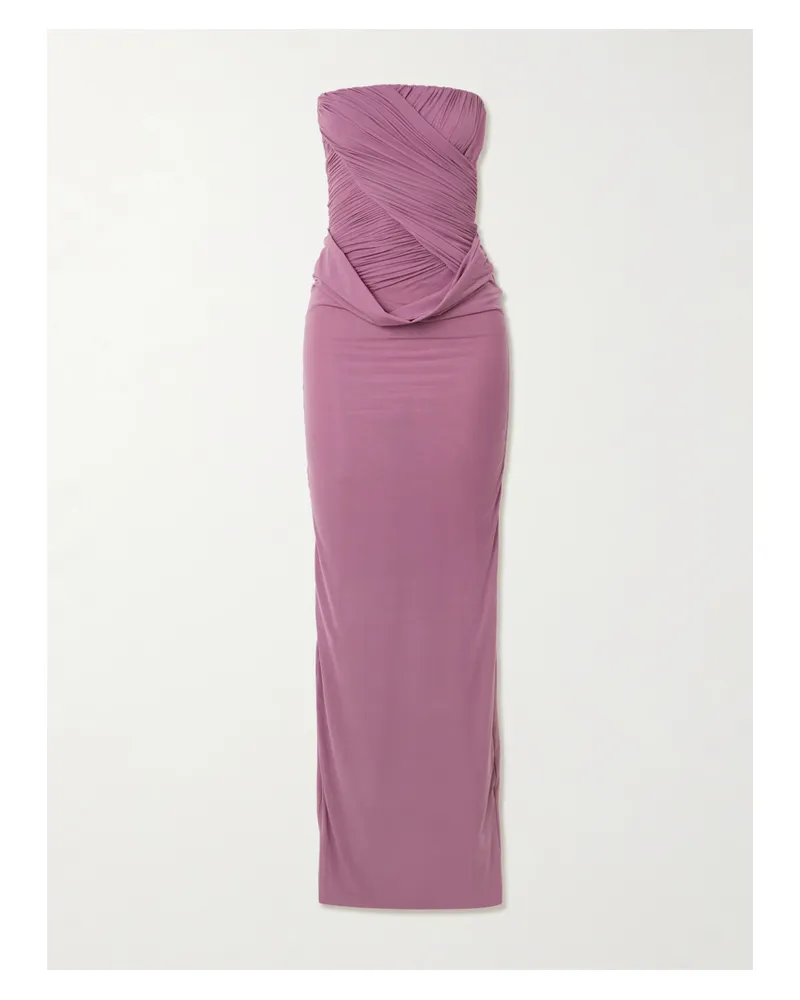 Maygel Coronel Gorgonia Trägerloses Maxikleid Aus Stretch-jersey Mit Raffungen - Pink Pink