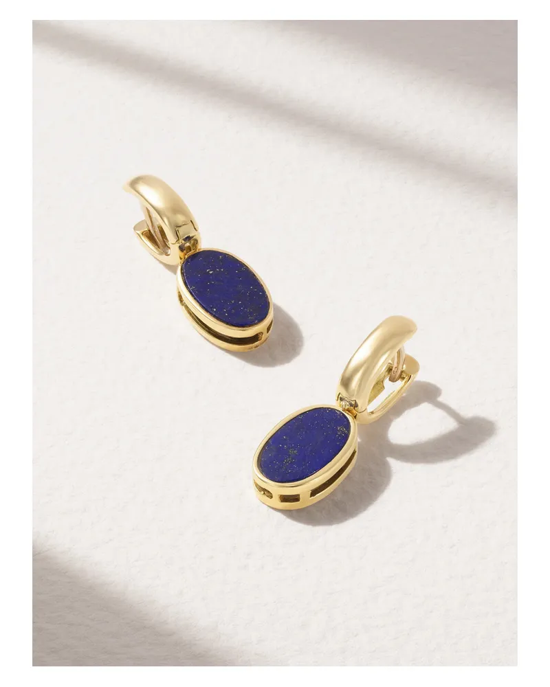 Marla Aaron Oval Lozenge Creolen Aus 14 Karat Gold Mit Perlmutt Und Lapislazuli Gold