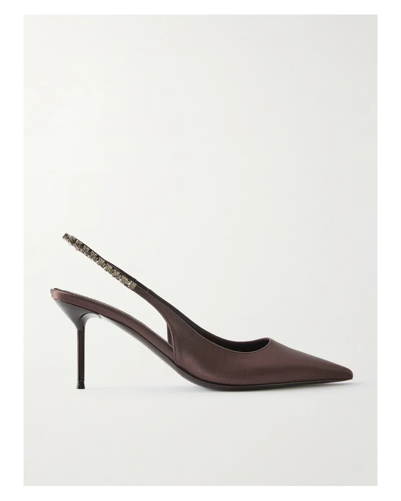 Paris Texas Lidia Pumps Aus Satin Mit Kristallen - Metallic Metallic