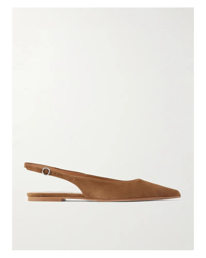 aeyde Annora Flache Slingback-schuhe Aus Veloursleder - Braun Braun