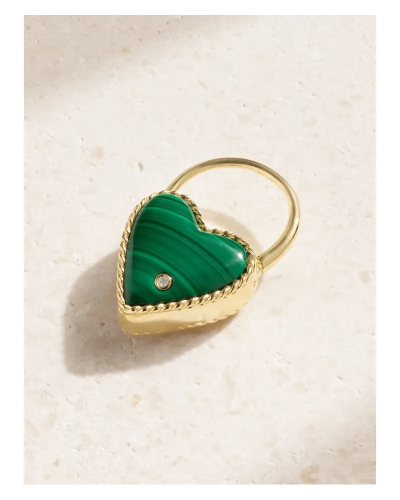 Yvonne Léon Einzelner Ohrring Aus 9 Karat Gold Mit Malachit Und Diamant Gold
