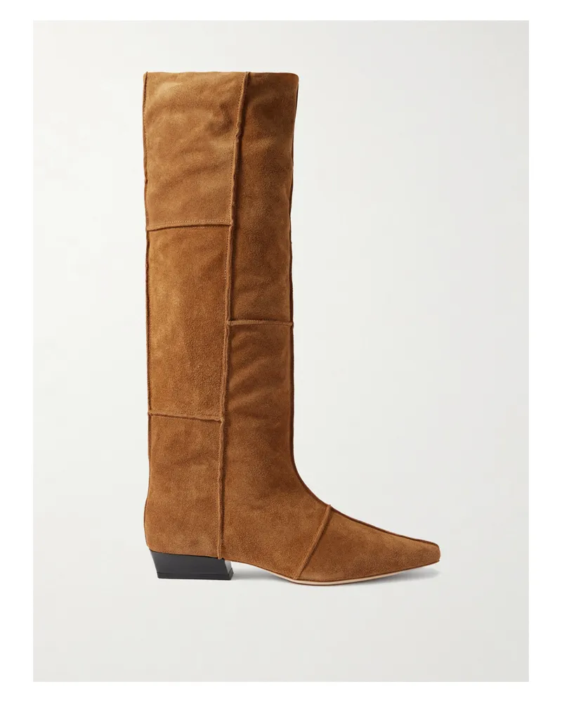 STAUD Wally Suede Knee Boots - Brown Brown