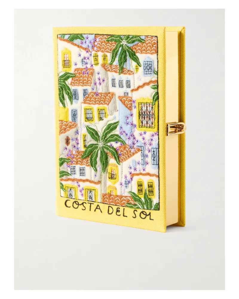 Olympia Le-Tan Costa Del Sol Appliquéd Embroidered Canvas Clutch - Yellow Yellow