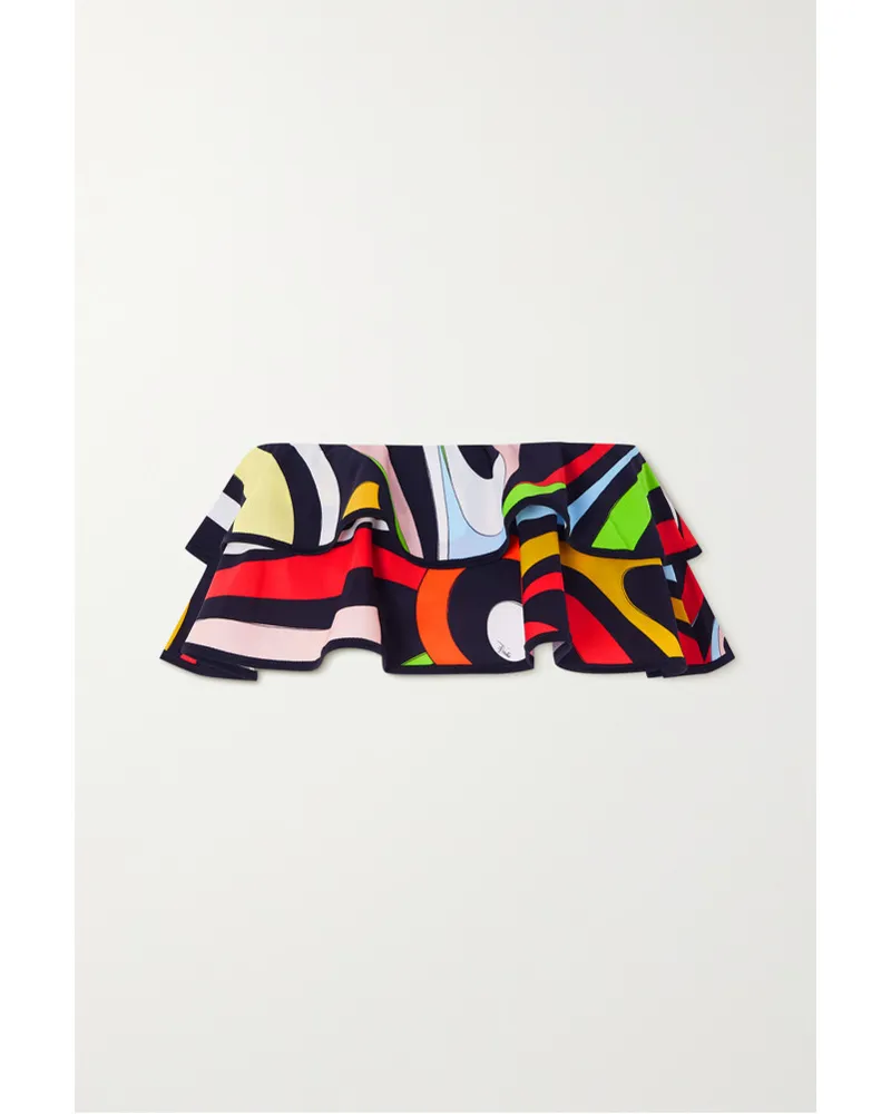 Emilio Pucci Marmo Bedrucktes Bandeau-bikini-oberteil Schwarz