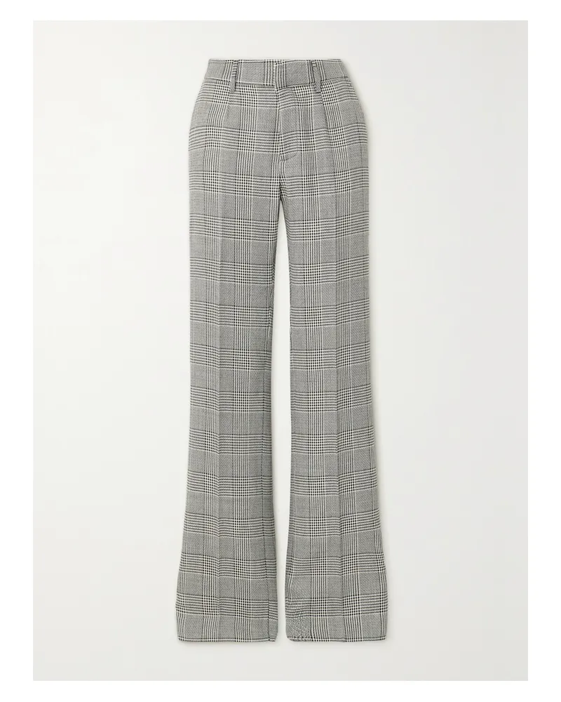 Alessandra Rich Hose Mit Geradem Bein Aus Wolle Mit Glencheck-muster Und Falten - Grau Grau