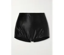 Satin High Waist Shorts - Black