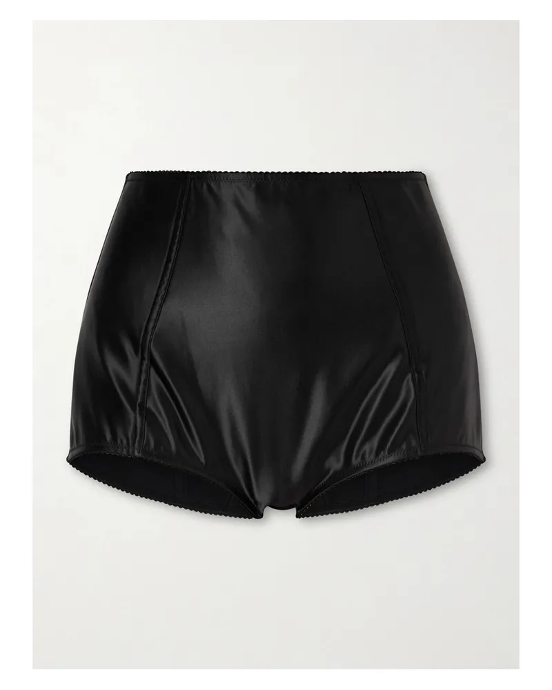 Dolce & Gabbana Satin High Waist Shorts - Black Black