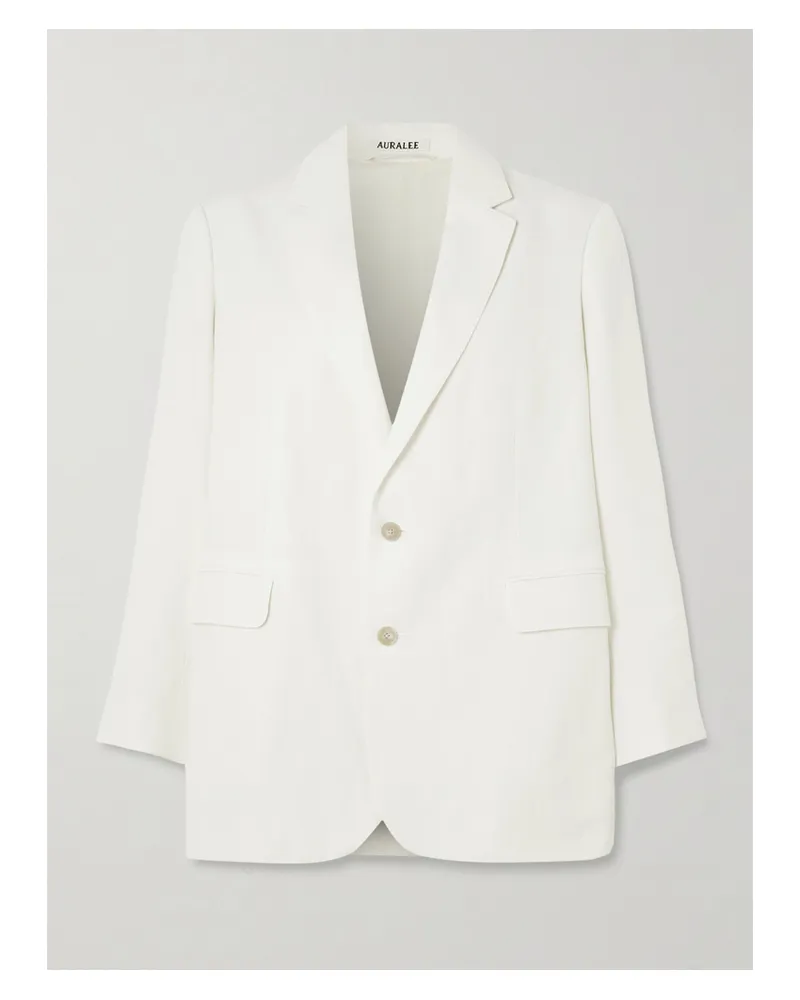 AURALEE Oversized Wool, Cotton And Linen-blend Oxford Blazer - Off-white Off-white