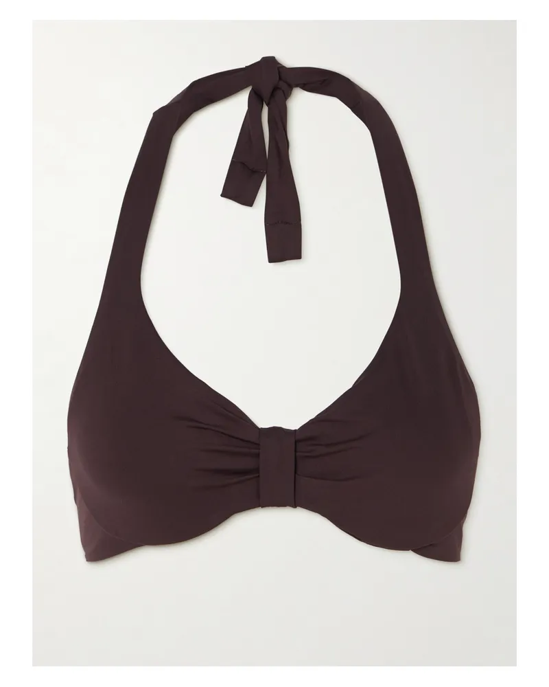 Max Mara Beachwear Adele Neckholder-bikini-oberteil Mit Raffungen - Braun Braun